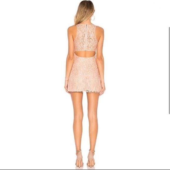 NBD Revolve Brianna Lace Blush Pink and Black Mini Dress - Picture 2 of 6